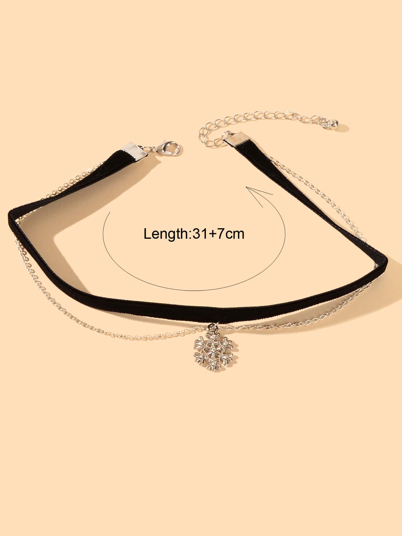 Snowflake Pendant Black Velvet Double-Layer Short Necklace
